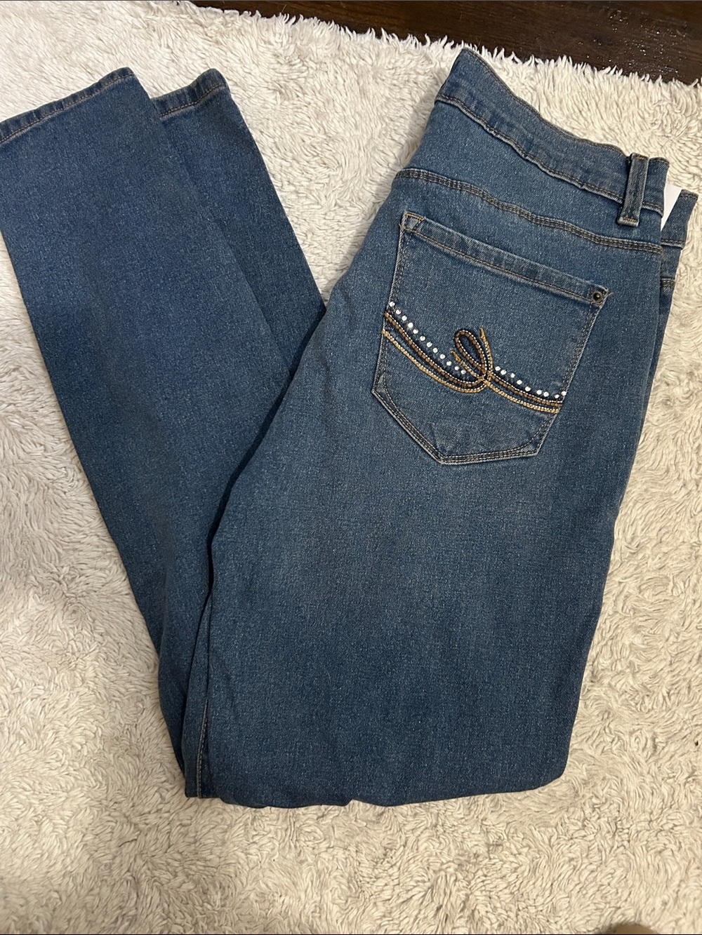 Curve Apparel Women's Skinny Jeans — Mid Blue Stretch - Picture 3 of 4